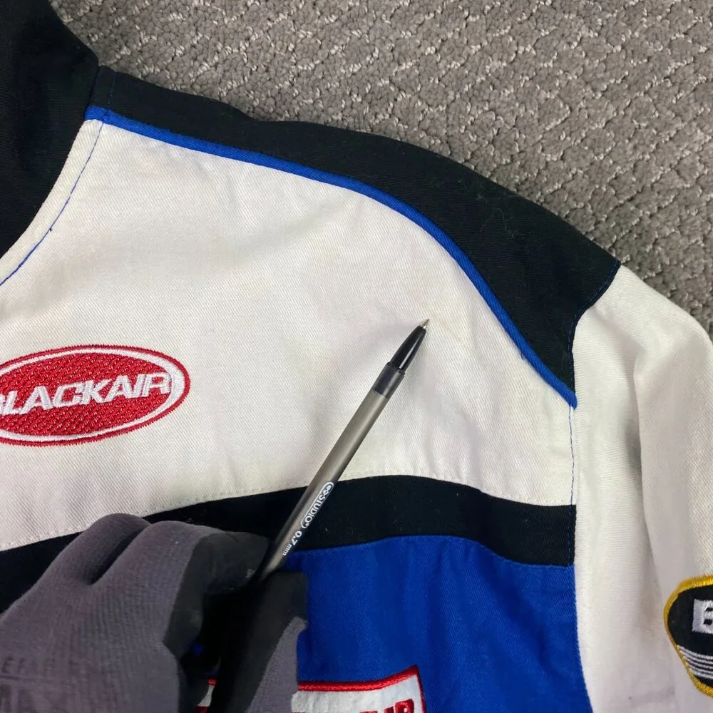 Aelfric Eden Black Blue White Racing Bomber Jacket - Picture 4 of 12